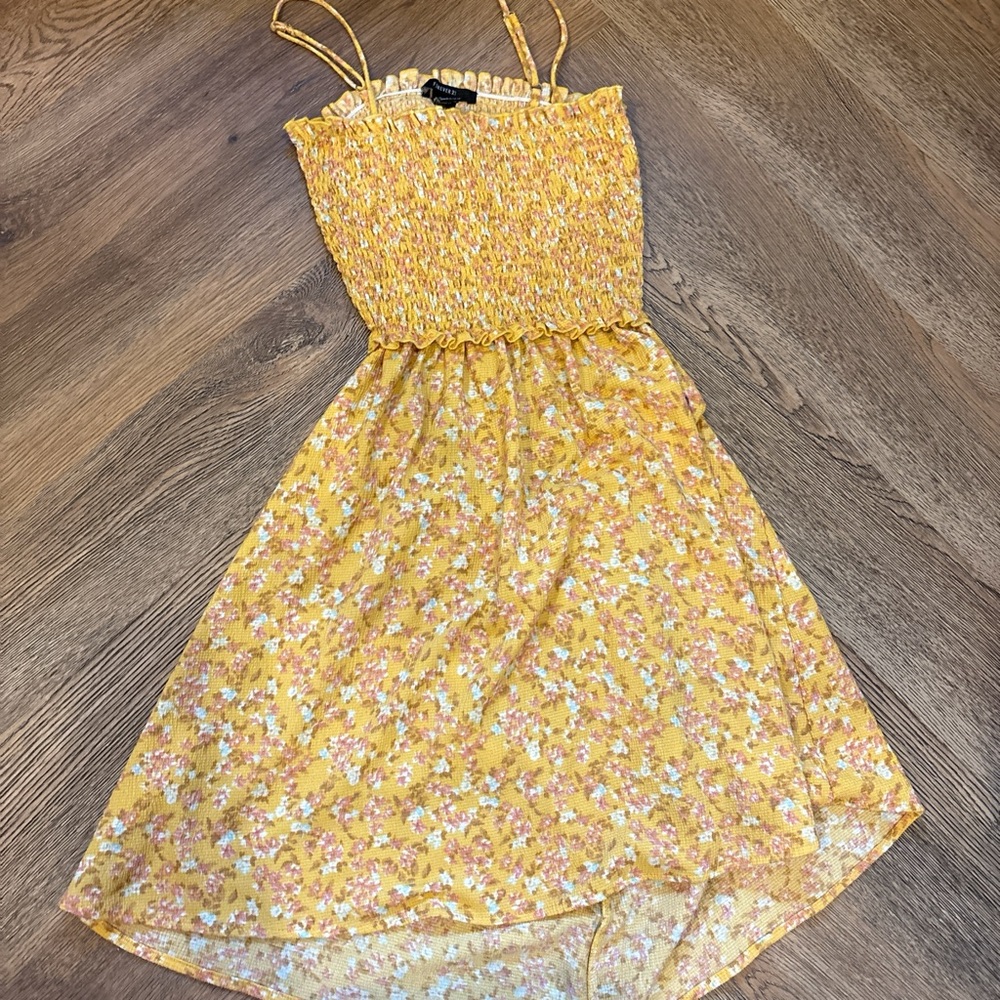 Forever 21 Yellow Floral Smocked Dress